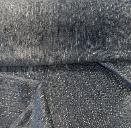 Beckett Indigo Turquoise Polyester Fabric - Small Woven Herringbone, 55" Width (1 Yard)