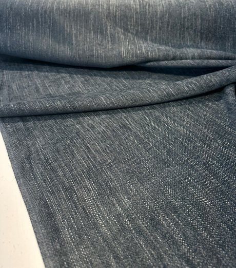 Beckett Indigo Turquoise Polyester Fabric - Small Woven Herringbone, 55" Width (1 Yard)