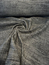 Venuci Blacksand Chenille Tweed Upholstery Fabric - Black Beige Taupe Gray Ivory, 56" Width (1 Yard)