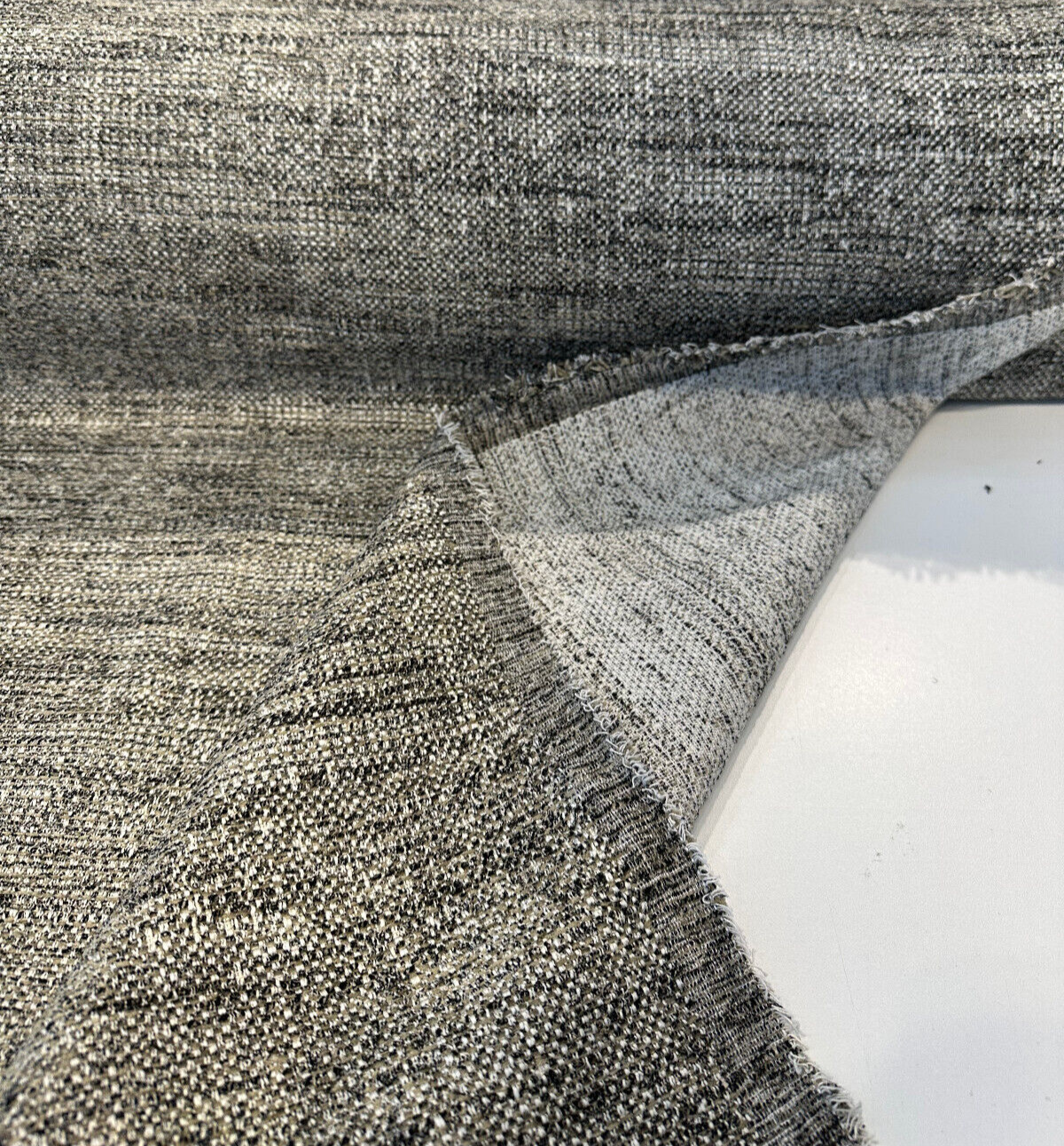 Venuci Blacksand Chenille Tweed Upholstery Fabric - Black Beige Taupe Gray Ivory, 56" Width (1 Yard)