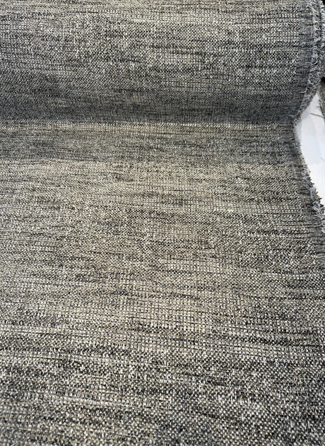 Venuci Blacksand Chenille Tweed Upholstery Fabric - Black Beige Taupe Gray Ivory, 56" Width (1 Yard)