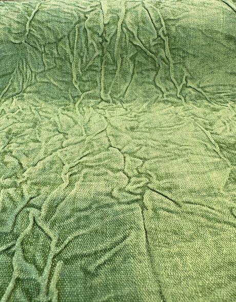 Compressed Green Avocado Crushed Pleated Polyester Fabric - Pleated, 46" Width (1 Yard)