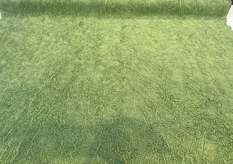 Compressed Green Avocado Crushed Pleated Polyester Fabric - Pleated, 46" Width (1 Yard)