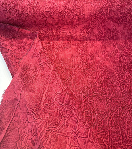 Compressed Rose Petal Polyester Fabric - Crushed Pleated, Pink/Purple, 46" Width (1 Yard)