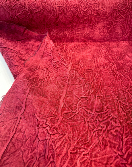Compressed Rose Petal Polyester Fabric - Crushed Pleated, Pink/Purple, 46" Width (1 Yard)