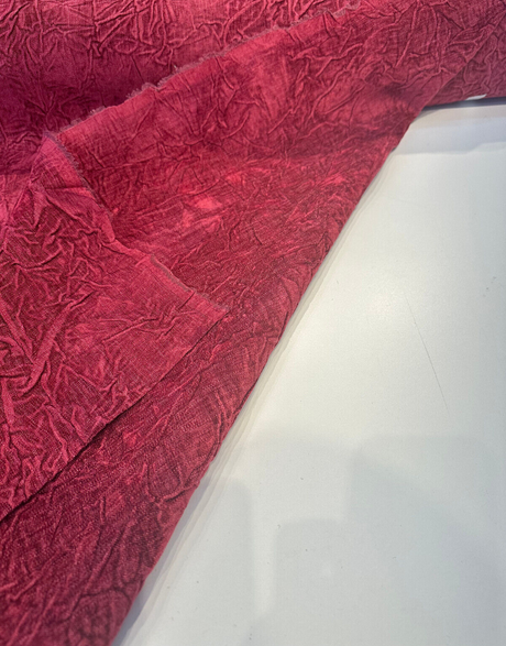 Compressed Rose Petal Polyester Fabric - Crushed Pleated, Pink/Purple, 46" Width (1 Yard)