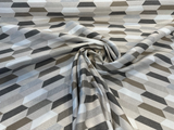 Sunbrella Precise Buff Solution Dyed Acrylic Fabric - Buff Geometric Print, 54" Width (1 Yard)