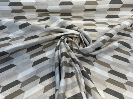 Sunbrella Precise Buff Solution Dyed Acrylic Fabric - Buff Geometric Print, 54" Width (1 Yard)