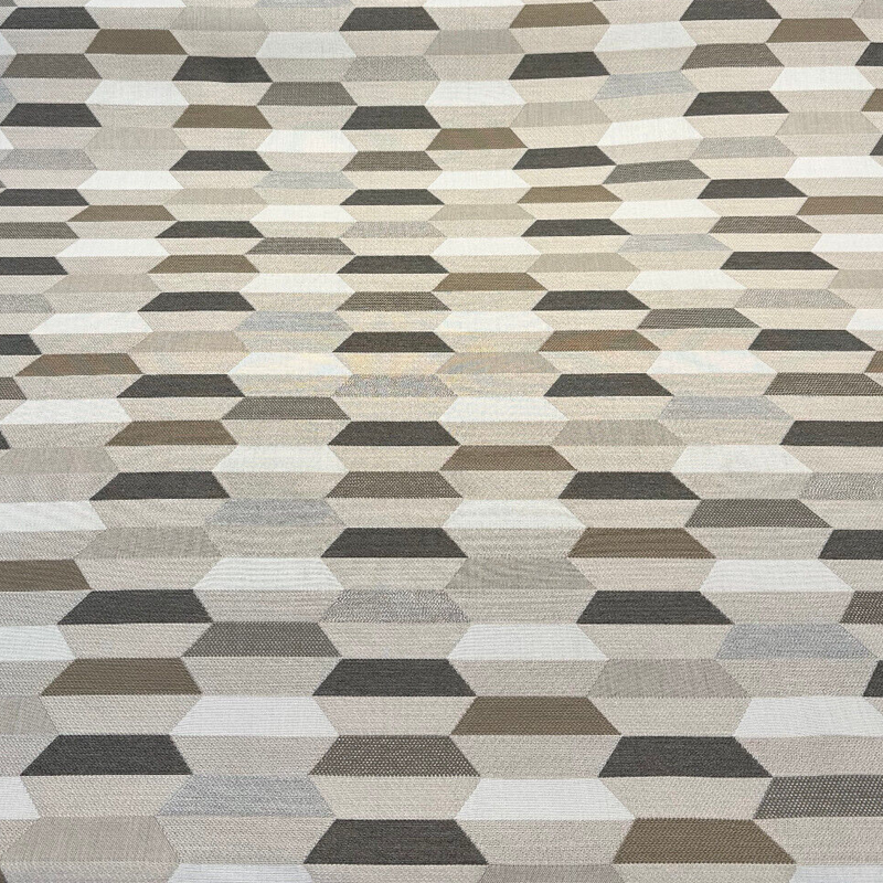 Sunbrella Precise Buff Solution Dyed Acrylic Fabric - Buff Geometric Print, 54" Width (1 Yard)
