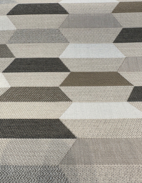 Sunbrella Precise Buff Solution Dyed Acrylic Fabric - Buff Geometric Print, 54" Width (1 Yard)