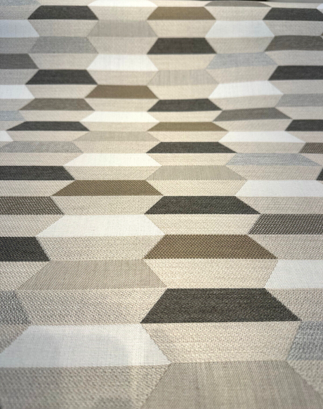 Sunbrella Precise Buff Solution Dyed Acrylic Fabric - Buff Geometric Print, 54" Width (1 Yard)