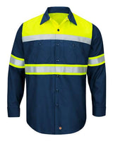 Red Kap Men's Hi-Visibility Colorblock Ripstop Long Sleeve Work Shirt