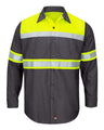 Red Kap Men's Tall Hi-Visibility Colorblock Ripstop Long Sleeve Work Shirt