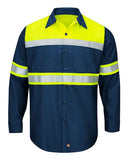 Red Kap Men's Tall Hi-Visibility Colorblock Ripstop Long Sleeve Work Shirt