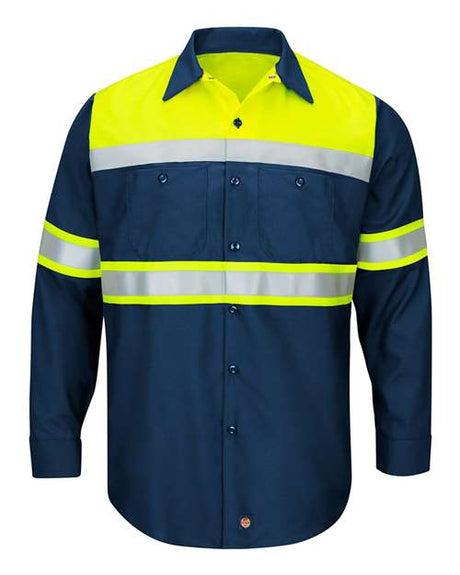 Red Kap Men's Tall Hi-Visibility Colorblock Ripstop Long Sleeve Work Shirt