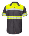 Red Kap Men's Tall Hi-Visibility Colorblock Ripstop Short Sleeve Work Shirt