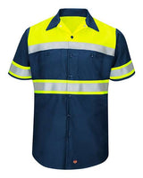 Red Kap Men's Tall Hi-Visibility Colorblock Ripstop Short Sleeve Work Shirt