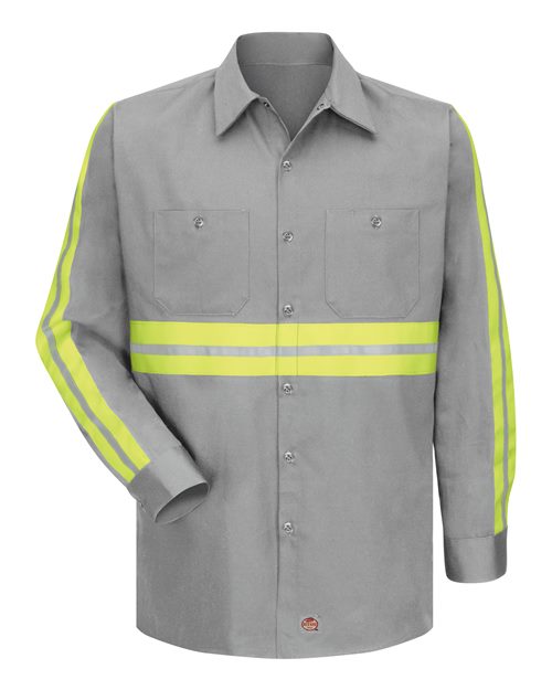 Enhanced Visibility Long Sleeve Cotton Work Shirt - Tall Sizes