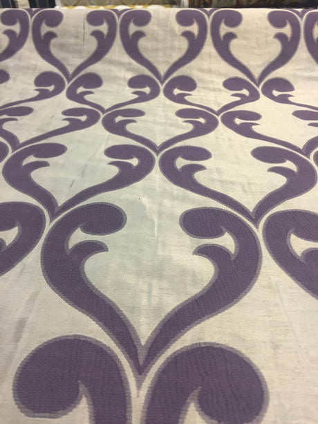 Fleur De Lis Amethyst Jacquard Reversible Pocket Drapery Fabric - Amethyst Fleur De Lis Damask, 58" Width (1 Yard)