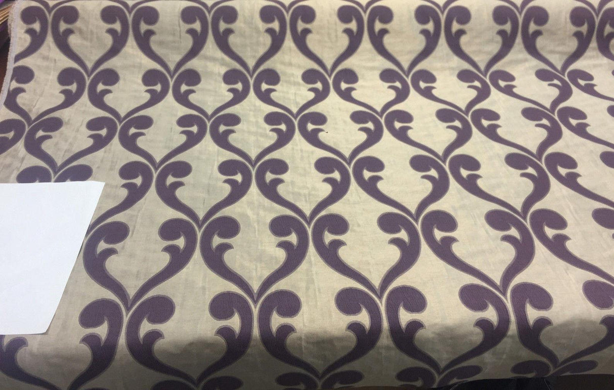 Fleur De Lis Amethyst Jacquard Reversible Pocket Drapery Fabric - Amethyst Fleur De Lis Damask, 58" Width (1 Yard)