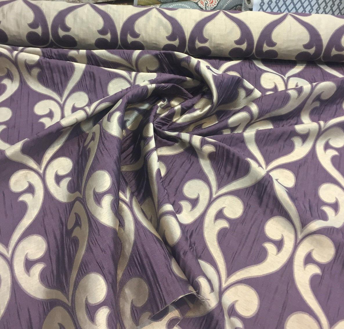 Fleur De Lis Amethyst Jacquard Reversible Pocket Drapery Fabric - Amethyst Fleur De Lis Damask, 58" Width (1 Yard)