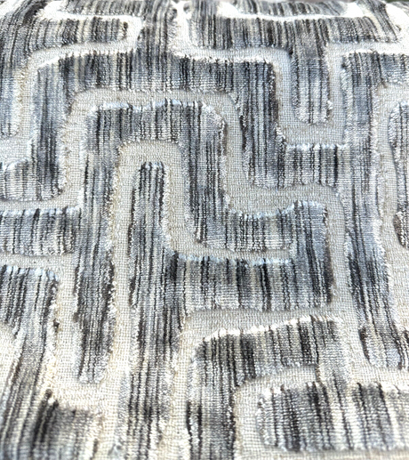 Adina Granite Jacquard Velvet Fabric - Geometric Maze Pattern, 54" Width (1 Yard)