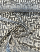 Adina Granite Jacquard Velvet Fabric - Geometric Maze Pattern, 54" Width (1 Yard)