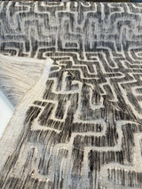 Adina Granite Jacquard Velvet Fabric - Geometric Maze Pattern, 54" Width (1 Yard)