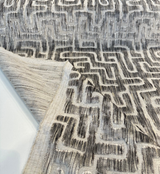 Adina Granite Jacquard Velvet Fabric - Geometric Maze Pattern, 54" Width (1 Yard)