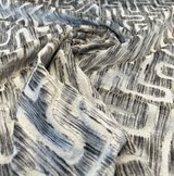 Adina Granite Jacquard Velvet Fabric - Geometric Maze Pattern, 54" Width (1 Yard)