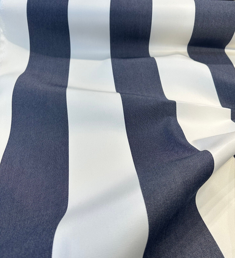 Sunbrella Acrylic Fabric - Indigo Beige Stripe Cabana, 54" Width (1 Yard)