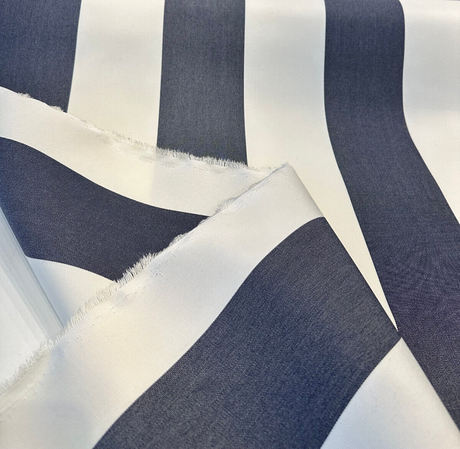 Sunbrella Acrylic Fabric - Indigo Beige Stripe Cabana, 54" Width (1 Yard)