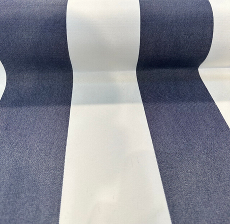 Sunbrella Acrylic Fabric - Indigo Beige Stripe Cabana, 54" Width (1 Yard)