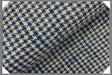 Blue Cream Houndstooth Linen Blend Fabric - Blue/Cream Houndstooth, 58/60" Width