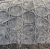 Raised Damask Circle Oslo Gray Eclipse Polyester Fabric - Gray Damask Circle Pattern, 43" Width (1 Yard)