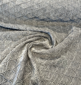 Raised Damask Circle Oslo Gray Eclipse Polyester Fabric - Gray Damask Circle Pattern, 43" Width (1 Yard)