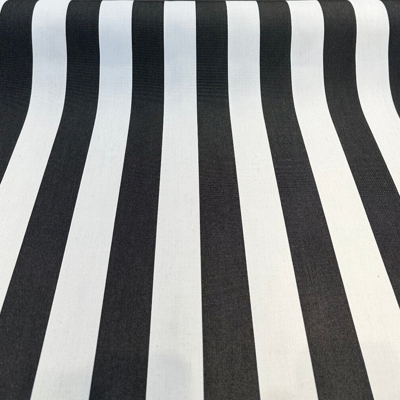 Sunbrella Maxim Classic Solution Dyed Acrylic Fabric - Black Natural Stripe, 54" Width (1 Yard)