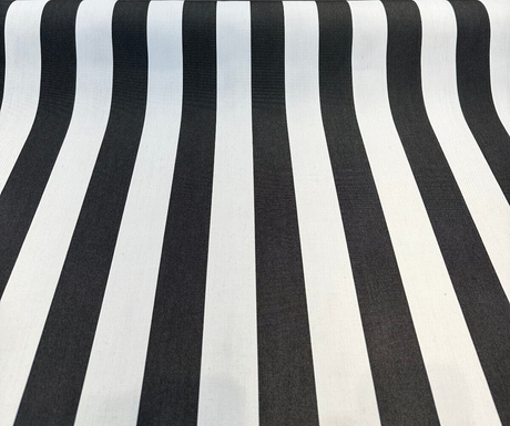 Sunbrella Maxim Classic Solution Dyed Acrylic Fabric - Black Natural Stripe, 54" Width (1 Yard)