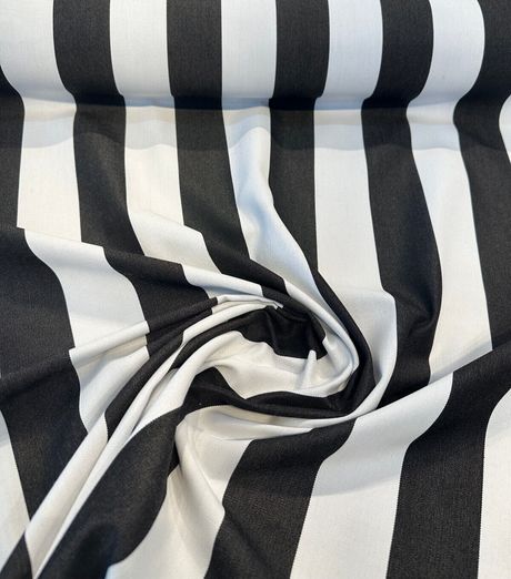 Sunbrella Maxim Classic Solution Dyed Acrylic Fabric - Black Natural Stripe, 54" Width (1 Yard)