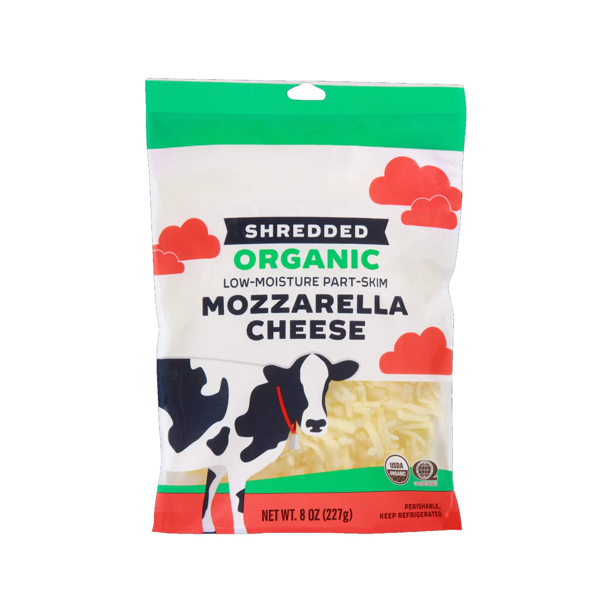 Organic Shredded Mozzarella Cheese Soft & Stretchy Melting Cheese