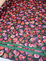 Polyester Chiffon Printed Black Pink Floral