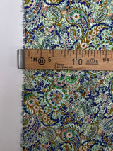 Polyester Sateen Paisley Print Purple Green