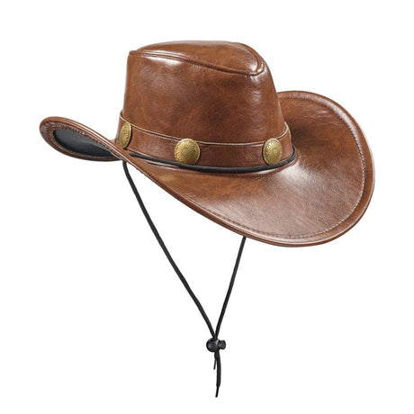 Faux Leather Cowboy Costume Hat