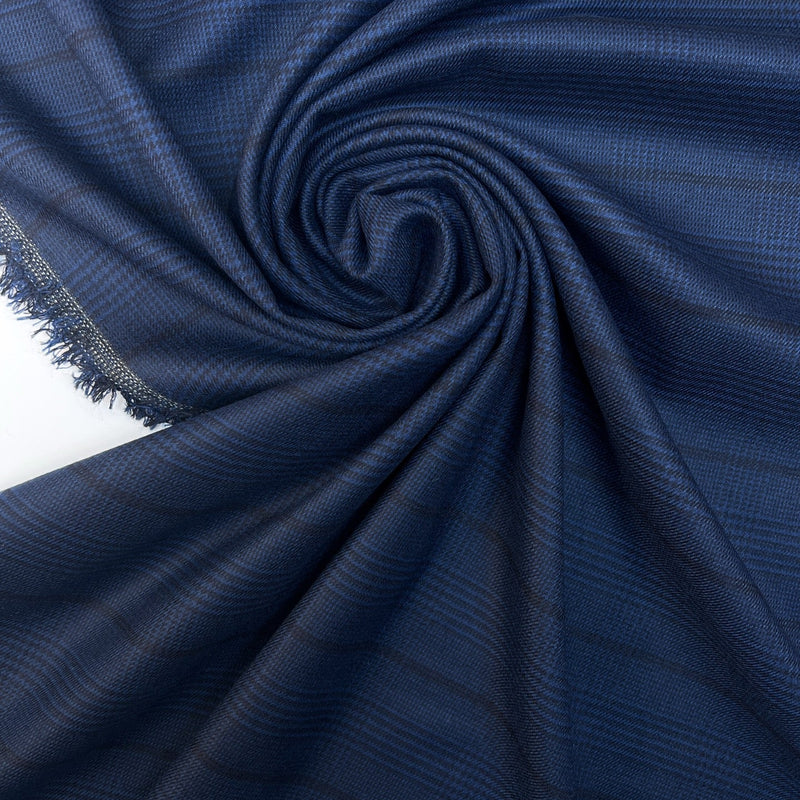 Blue Black Stretch Twill Fabric