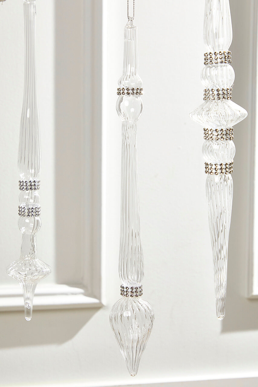 12" Finial Glass with Jewels Ornament