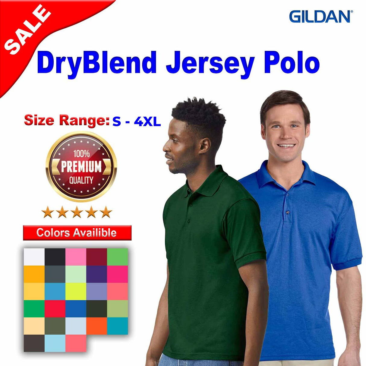 Gildan® DryBlend Short Sleeve Jersey Polo