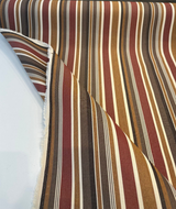 Brannon Redwood Stripe Sunbrella Acrylic Fabric - Brown, Tan, Red, Ivory Stripe, 54" Width (1 Yard)