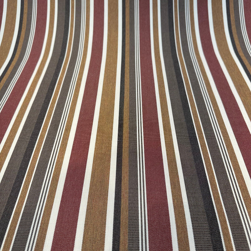 Brannon Redwood Stripe Sunbrella Acrylic Fabric - Brown, Tan, Red, Ivory Stripe, 54" Width (1 Yard)