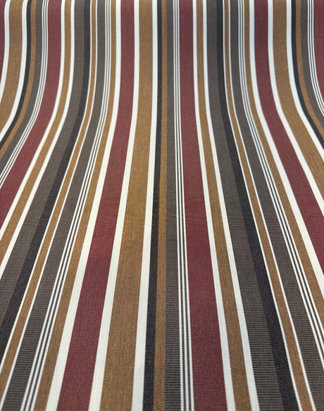 Brannon Redwood Stripe Sunbrella Acrylic Fabric - Brown, Tan, Red, Ivory Stripe, 54" Width (1 Yard)