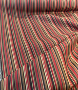 Sunbrella Dorsett Cherry Solution Dyed Acrylic Fabric - Dark Cherry, Chocolate, Pecan And Sand Stripe, 54" Width (1 Yard)